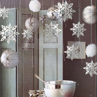 Kindergarten autumn and winter environmental creation decorative aerial hangings pendant three-dimensional snowflake ceiling classroom corridor ceiling roof