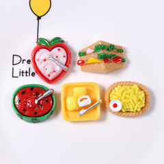 2021新款樹脂仿真食玩薯條三明治冰箱貼鑰匙扣配件 diy手機殼貼片