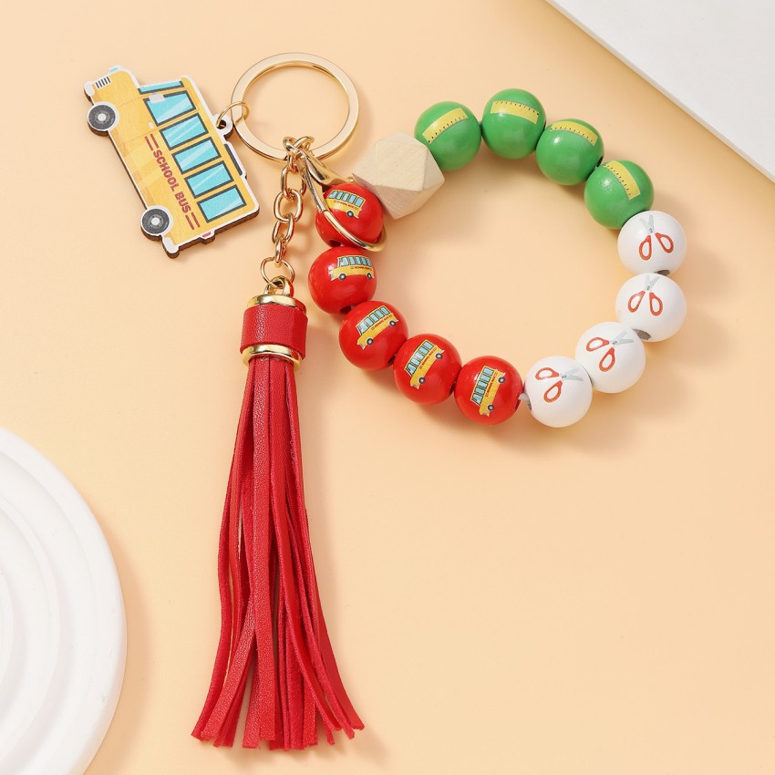 35g Weight Keychain Classification 1 Piece Quantity School, Graduation Occasion Acrylic, Wood Material Teachers' Day Festival Book, Letter, Tassel Pattern Unisex Gender Beaded Design Modern Style Style Modern Style Book Letter Tassel Arylic Wood Beaded Teachers' Day Unisex Keychain 6