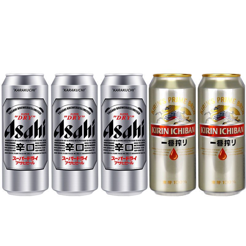 Asahi Beer Super Refreshing 500ml*5 Cans Beer in a Can Kirin Ichiban Shibori New Date 330ml