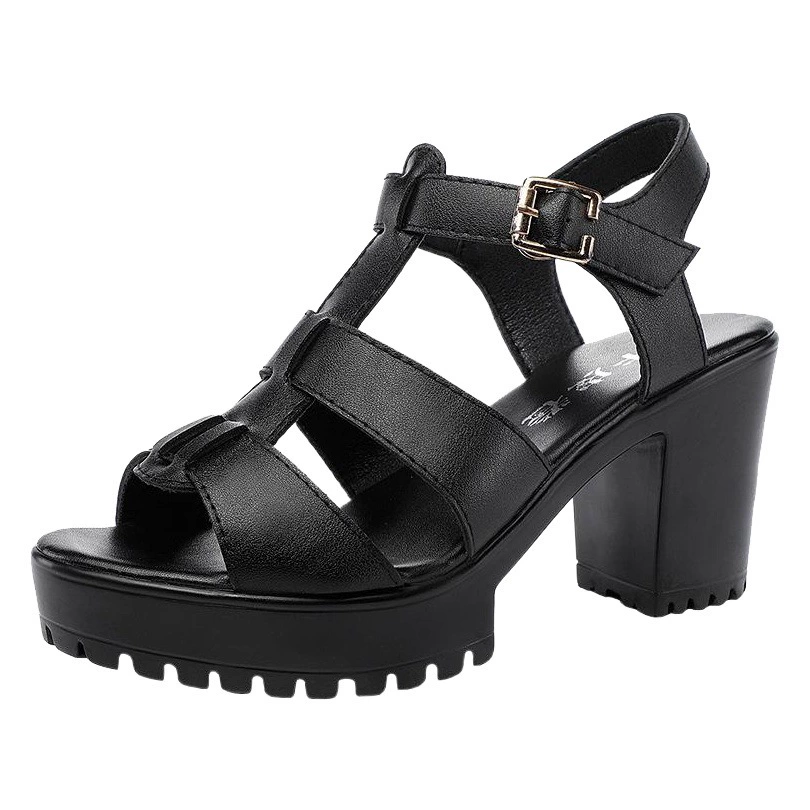 Босоножки на высоком каблуке с Т-образным ремешком, водонепроницаемые туфли на толстой подошве, Ципао размера 41-43, непромокаемая женская обувь на платформе больших размеров на массивном каблуке