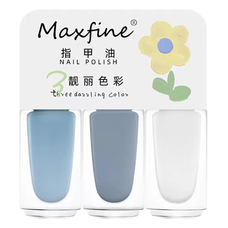 Maxfine Three-Bottle Water-Based Nail Polish, No-Bake, Quick-Drying, Long-Lasting, Tearable, Whitening Nail Polish, Spot Wholesale