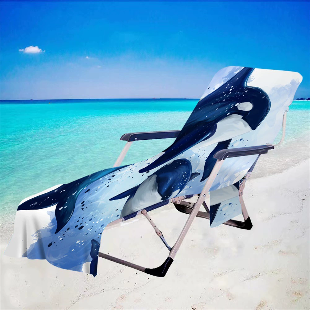 Баскетбол Футбол Пляж Крышка стула Реклайнер Полотенце Пляжное полотенце 3D Цифровая печать Микрофибра Банное полотенце Карман