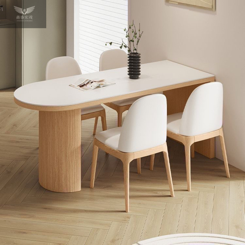 Madera moderna y simple crema de madera semi-círculo nórdica mesa de comedor de madera maciza mesa de pared doméstica pequeña