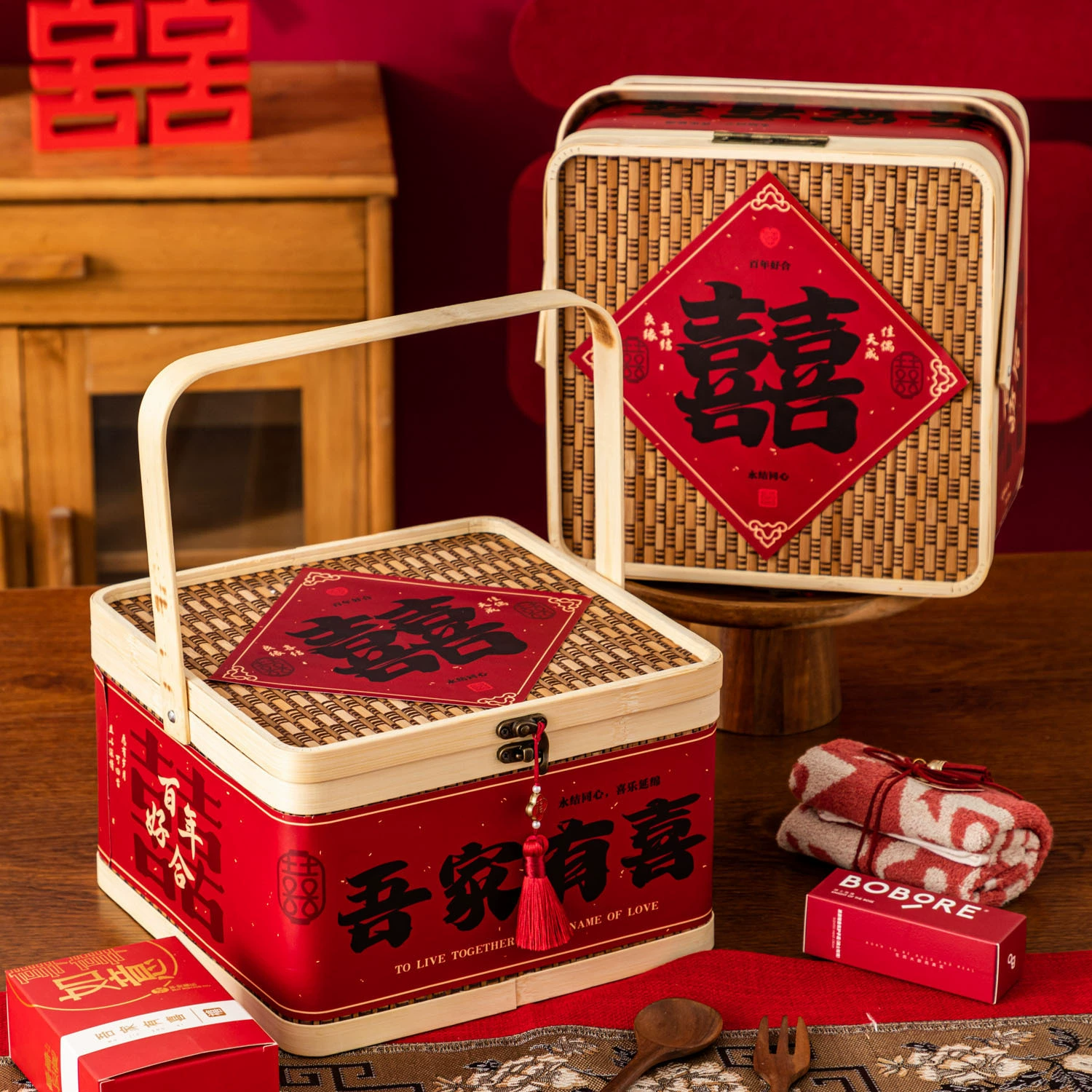 Свадебная коробка для конфет с эффектом премиум-класса, пустая коробка, в китайском стиле, винтажная деревянная, ручной работы из бамбука, подарочная коробка для конфет на свадьбу.