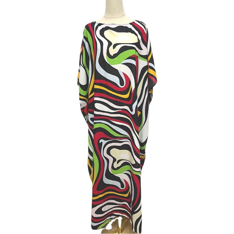 2022 nueva blusa europea y americana impresión geométrica suelta traje playa vacaciones ropa de playa ropa de protección solar FRM02