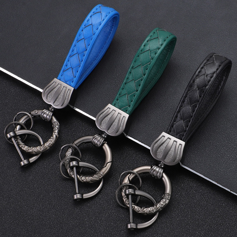 Productos transfronterizos Llavero de coche Corona Llavero de metal Material de aleación de zinc Cuerda de cuero duradera de alta gama Llavero