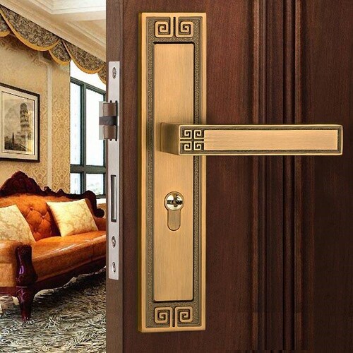 Wholesale New Chinese Style Anti-Ancient Indoor Bedroom Home Room Solid Wood Door Lock Handle Universal Silent Hardware