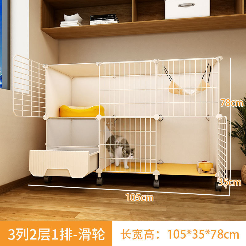 トイレ付き猫ケージ、家庭用屋内特大フリースペース、子猫暗号化2階建て猫ヴィラ猫ハウス巣|undefined