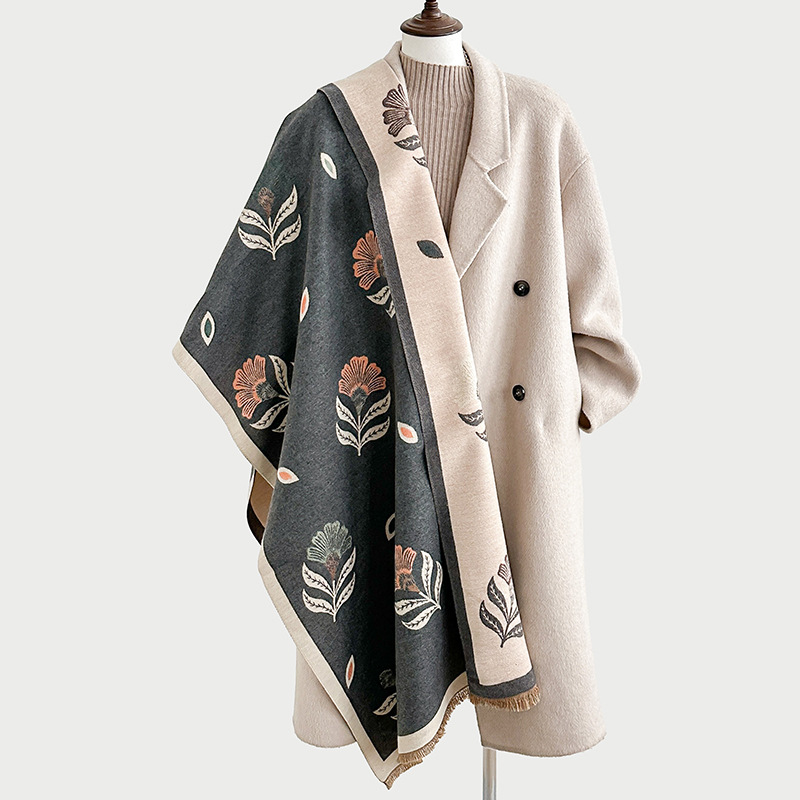 Bufandas coreanas de cachemira de dama 2025 pájaros con un bufón de aire acondicionado que se vuelve más grueso y cálido