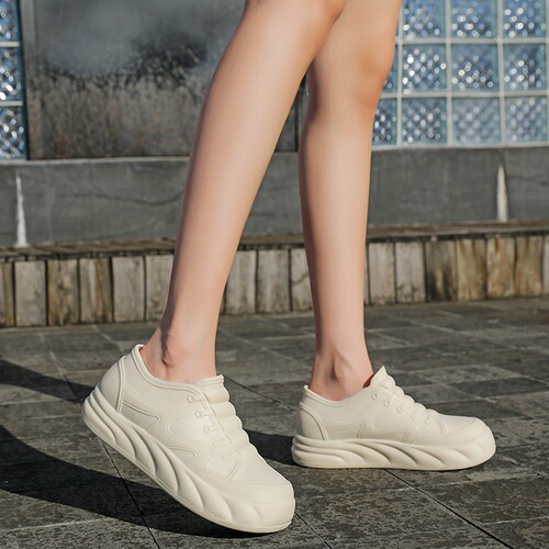 Women's New Short-Ankle Rain Boots, Thick Insoles with 4cm Heel Lift, Stylish Slip-On Water Shoes with Non-Slip soles for Adults and Students