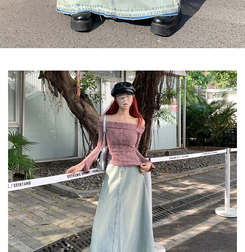 Light Color Retro Washed Denim Skirt | Lover’s Denim Long Skirt for Friends & Soulmates | same ANTHEM