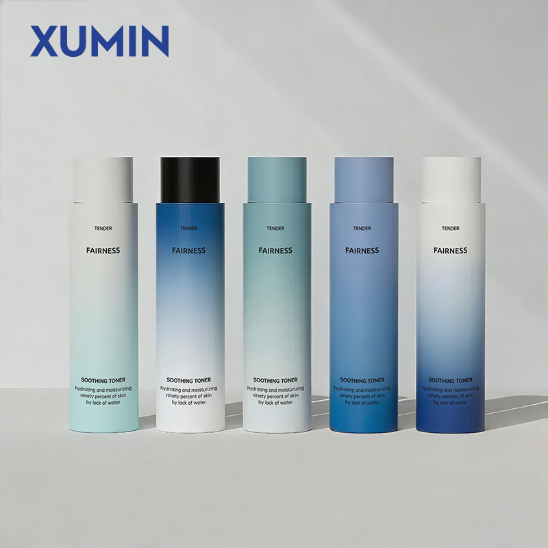 XUMIN embalaje cosméticos PET botella de tapa atornillada botella de toner recta 150ml botella de agua de maquillaje frito