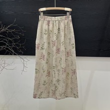 25夏季复古文艺小清新雨露亚麻半身裙松紧腰显瘦百搭裙子