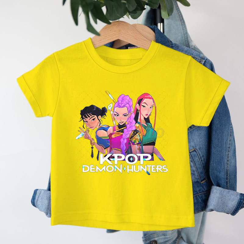 クロスボーダー KPop デーモンハンターデーモンハンターグループプリントコットン Tシャツ夏のファッション子供カジュアル半袖|undefined