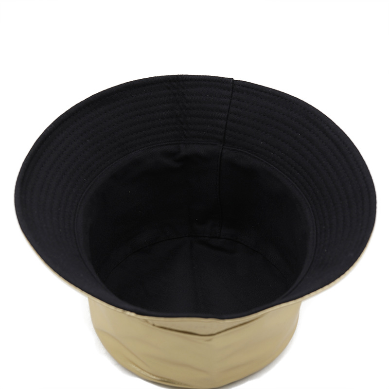 Retro Solid Color Leather Double-sided Fisherman Hat Basin Hat display picture 4
