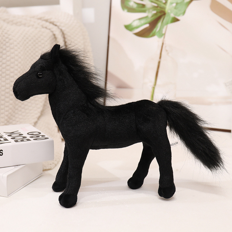 Simulación transfronteriza muñeca de peluche de caballo negro muñeca dragón blanco muñeca de decoración muñeca regalo para niños