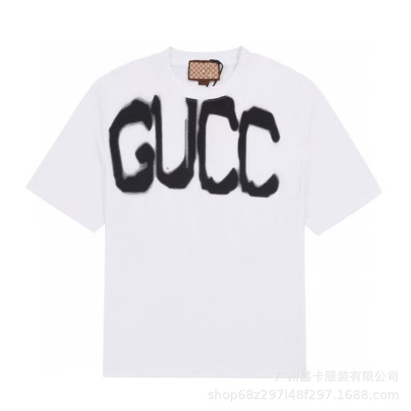 クロスボーダーハイエンドGファミリーTシャツラウンドネックフロントロゴ柄シリーズカジュアル男女同型半袖Tシャツ|undefined