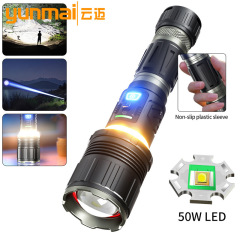 跨境新品50W LED超亮远射手电筒带野营26800电池户外强光手电筒