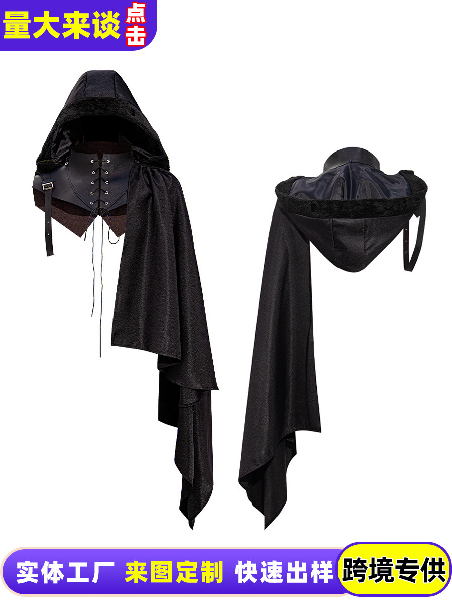 Estilo medieval cos capa Correa capa Halloween traje de los niños traje de rendimiento occidental estilo exótico hombro