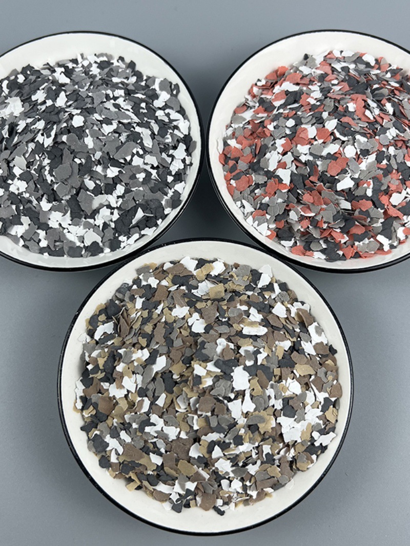 多彩复合岩片地坪漆添加色片装饰内外墙仿石材料翻新改造