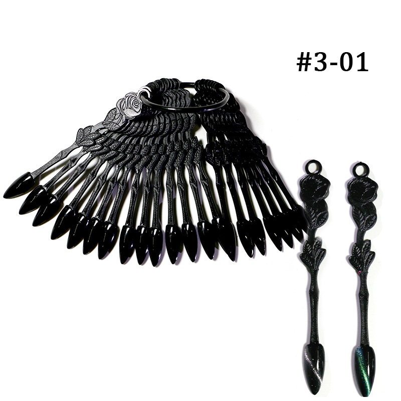 Placa de color de pantalla ZF 24 piezas de práctica de uñas pieza punta de uñas forma de abanico en forma de arco de flores tablero de exhibición de arte de uñas tarjeta de color