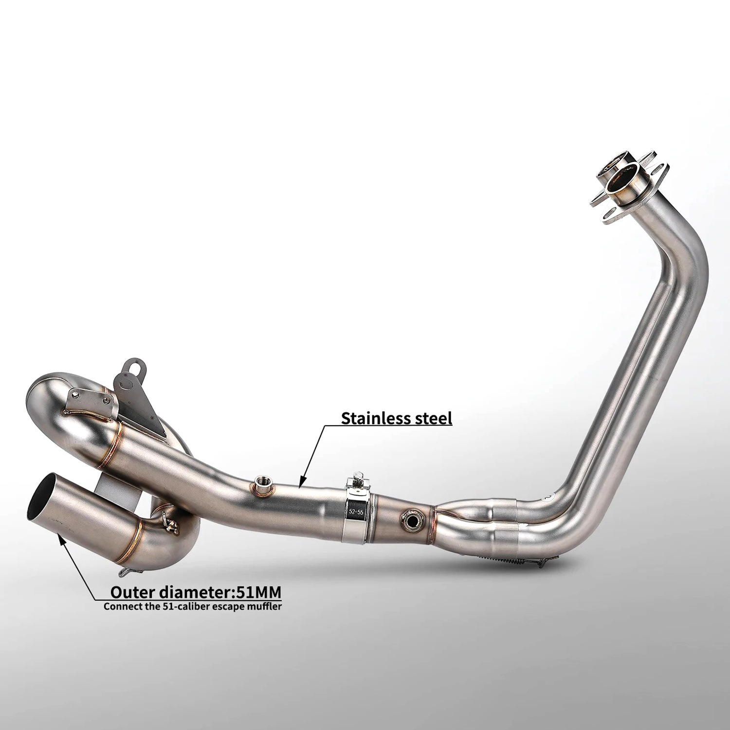 MT-07 TRACER700 XSR700 Motorcycle Modified Exhaust Front Section MT07 Dual Oxygen Sensor Exhaust 51MM