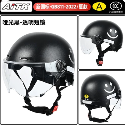 and provides safety for electric scooters, Motosiklet kaskı (dəbilqə) - matte-black-transparent-short-mirror