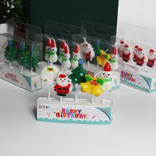 跨境生日蛋糕圣诞蜡烛 5支套装圣诞老人雪人树烘焙装饰生日蜡烛