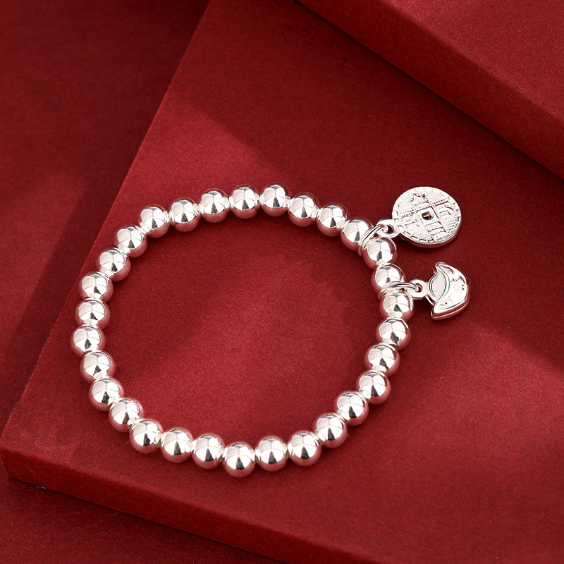 999 pulsera de plata de ley para bebés, cuentas de plata pura, lingotes de bebé para niños saludables y felices, monedas de cobre, cuentas de plata, pulseras
