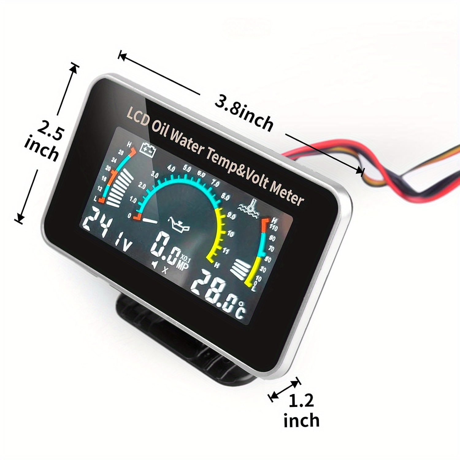 Cross-Border Hot-Selling Water Temperature and Oil Pressure Gauge Display for Engineering Vehicles, Universal Oil Level Gauge for Excavators, Harvesters, Forklifts, and Diggers