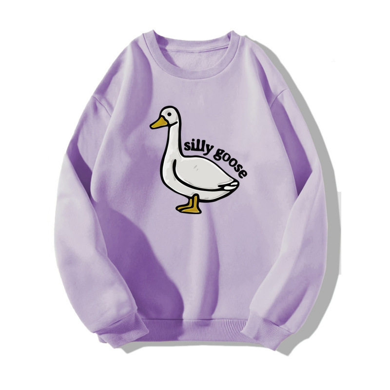 L 79374 Duck Print Loose Sweatshirt Cross-Border