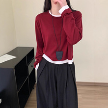 跨境亚马逊定制秋冬爆款针织垂感百搭长袖柔软天丝羊毛混纺