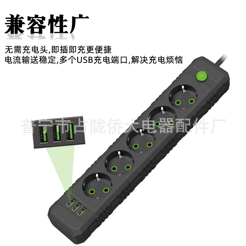 Enchufe europeo enchufe ruso 250V placa de conexión poroso enchufe USB con cable enchufe estándar europeo