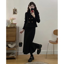 高级感灯芯绒收腰外套半裙套装女秋冬大码胖mm韩版显瘦气质两件套