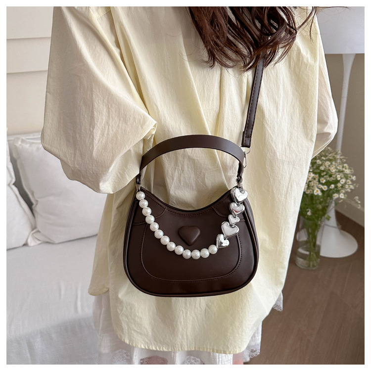 391g Weight Polyester Lining Material Beading, Sewing Thread Fashion Element Zipper Closure Type Single Shoulder Strap Strap Type Underarm Bag Bags Type Casual Occasion Pu Leather Material Heart Shape Pattern All Seasons Season Women's Gender Streetwear Style Dumpling Shape Shape Small Size Women's Small Pu Leather Heart Shape Streetwear Beading Sewing Thread Dumpling Shape Zipper Underarm Bag 9