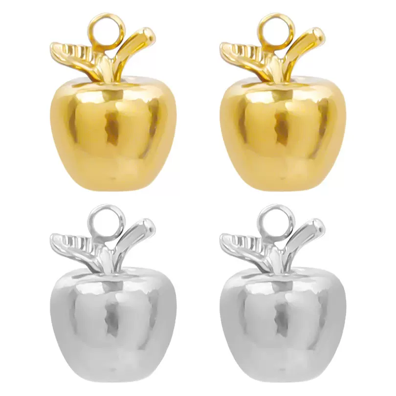 304不锈钢苹果吊坠配件时尚百搭配件 DIY手工饰品配件真空18k电镀