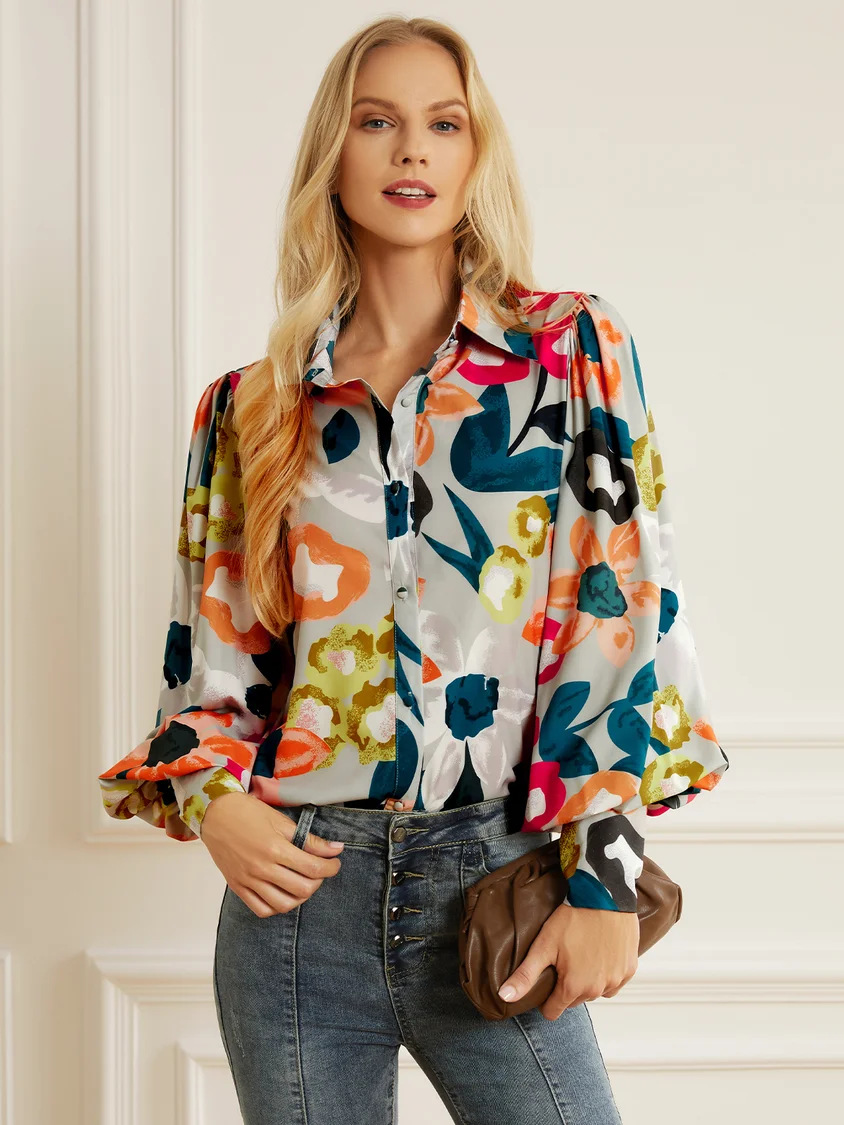 Women's Blouse Long Sleeve Blouses Printing Vintage Style Flower display picture 6