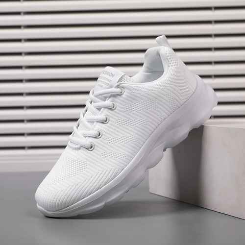 Leisure white women's shoes 2025 spring breathable mesh running shoes lightweight soft sole comfortable sports shoes