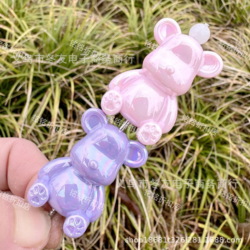 アクリルメッキ両面暴力クマ垂直穴ビーズ DIY 自家製携帯電話ロープ車のキーホルダージュエリーアクセサリー|undefined