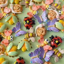 TEMU热门新款瓢虫乐园卡通蝴蝶树脂配件树脂小配件diy饰品配件