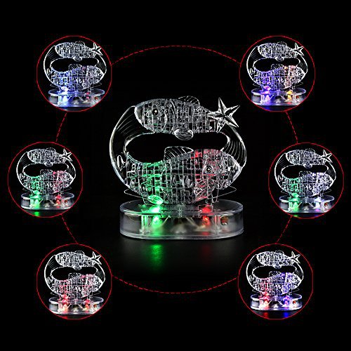 跨境 水晶拼图 DIY积木益智玩具自装灯光 十二星座3D水晶积木