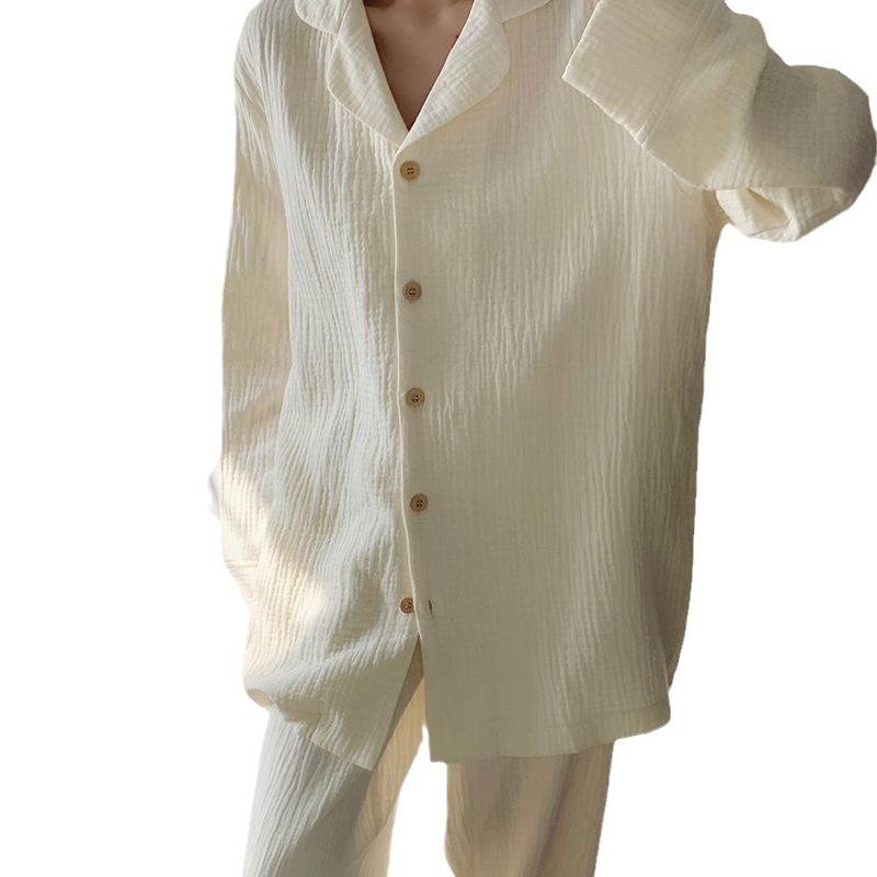 INS 스타일 간단한 단색 잠옷 여성의 봄과 가을 새로운 인터넷 연예인 고급 느슨한 외부 착용 긴팔 홈 의류 세트