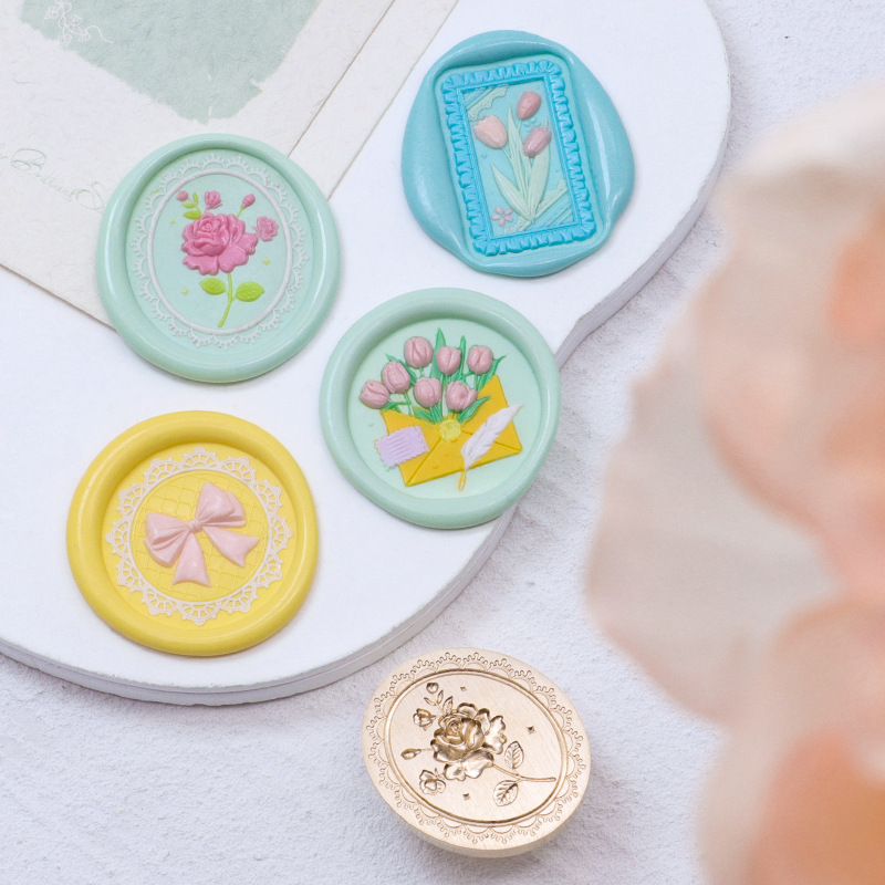 Sello de pintura de fuego alivio de la cabeza de cobre Serie Artística Rosa clave Yu Meiren sello de música Cubierta de sobre impresión de pintura de fuego cabeza de sello