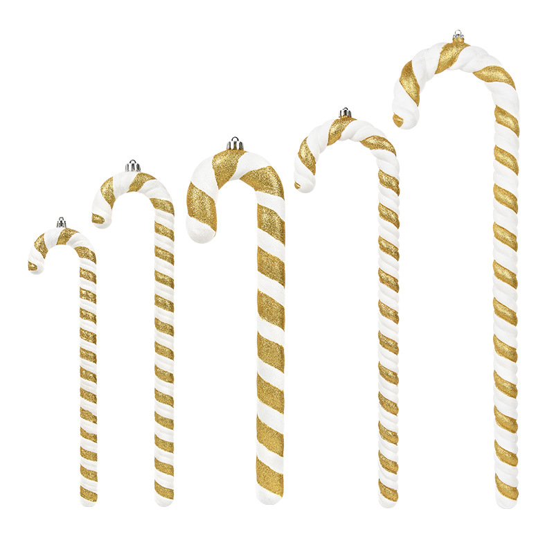 Decoraciones navideñas transfronterizas, muletas blancas doradas, adornos de árboles de Navidad, decoración de escenas de ventanas, accesorios fotográficos de celebridades de Internet