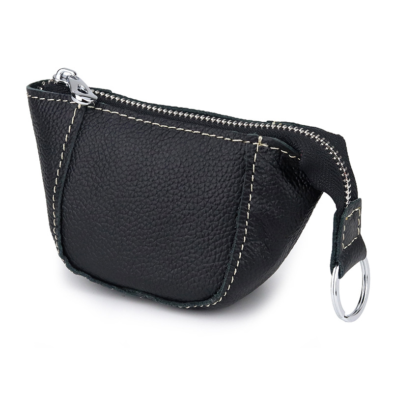 Genuine Leather Coin Purse Lipstick Cosmetics Bag 2025 New Fashion Cowhide Zipper Small Handbag Key Ring Key Bag Trendy