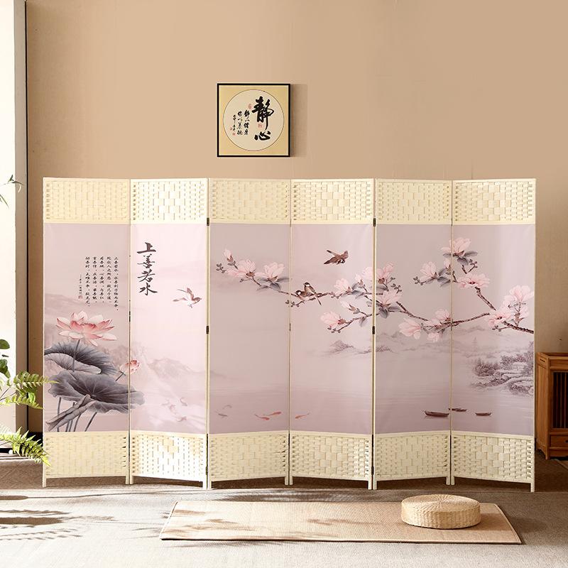 中国風のシンプルなスクリーンパーティション壁屏風リビングルーム寝室ブロッキングシンプルモダンな折りたたみモバイル布バリアホーム