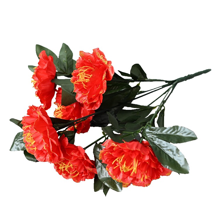 Simulación de flores de peonía al por mayor 7 flores falsas de peonía dorada flores flores falsas flores flores flores de seda decoración de boda simulación