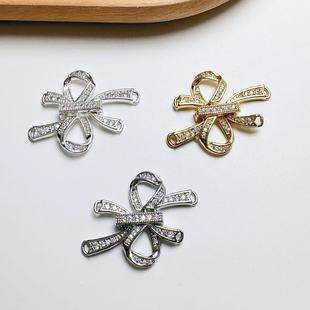Copper gold-plated all-match classic jewelry buckle hot-selling bow double-row diamond buckle bracelet necklace connecting buckle