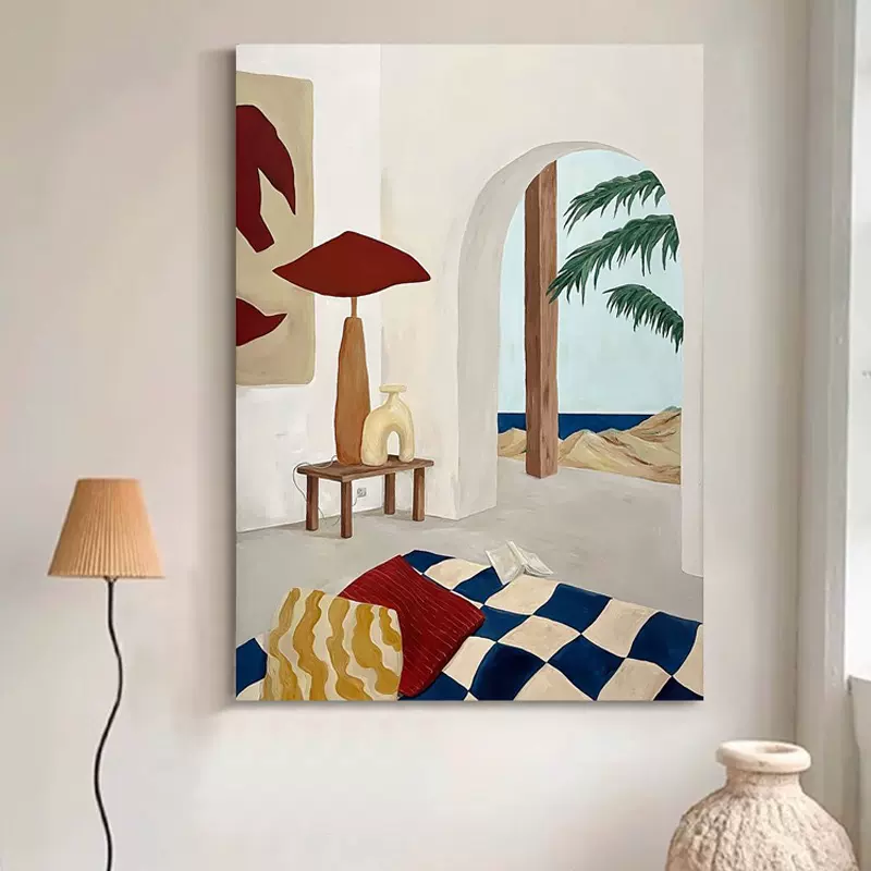 马蒂斯艺术派中古风挂画抽象派小众装饰画空间艺术感现代油画